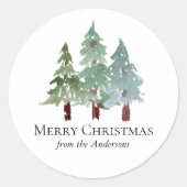 Winter Sneeuwrijke dennenappel Kerstmis Ronde Sticker (Voorkant)