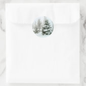 Winter Sneeuwscene Ronde Sticker (Tas)