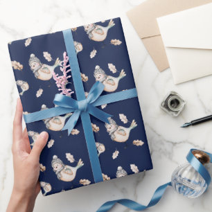 Winter Sneeuwspreeuw Aquarel Handgeschilderd Cadeaupapier