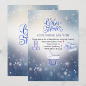 Winter Sneeuwvlok Baby Shower Uitnodiging (Voorkant / Achterkant)