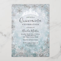 Winter Sneeuwvlok Blauw Zilver Quinceanera