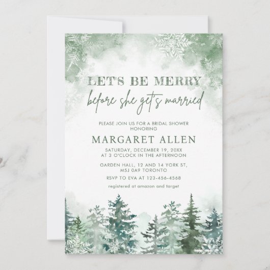 Winter Sneeuwvlok Bruidsdouche Kaart (Voorkant)