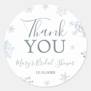Winter Sneeuwvlok Bruidsfeest Dank Je Ronde Sticker