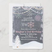 Winter Sneeuwvlok eerste 2e verjaardag uitnodiging (Voorkant)