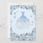 Winter Sneeuwvlok Ice Blue Zilver Quinceañera Kaart (Achterkant)