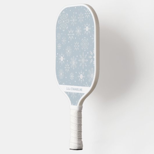 Winter Sneeuwvlok Patroon Aangepaste naam Pickleball Paddle (Links)