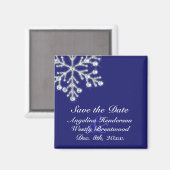 Winter Sneeuwvlok Save the Date Magnet indigo Magneet (Voorkant / Achterkant)