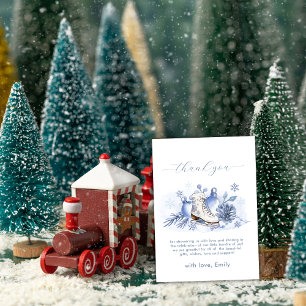Winter Sneeuwvlok Schaats Baby Shower Bedankkaart