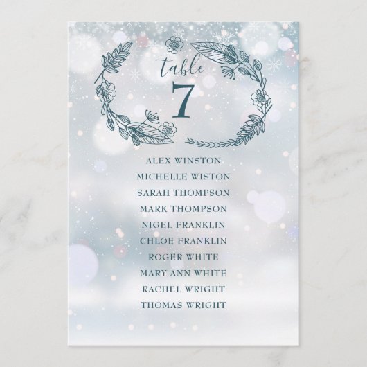 Winter Sneeuwvlok Stoelenkaart Tafelnummer (Voorkant)