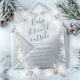 Winter Sneeuwvlok Vorstige Baby Shower  Acryl Uitnodigingen