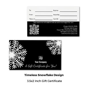Winter Sneeuwvlok Zwart & Wit Cadeaubon Visitekaartje