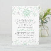 Winter Sneeuwvlokken Baby shower Mint Groen & Zilv Kaart (Staand voorkant)