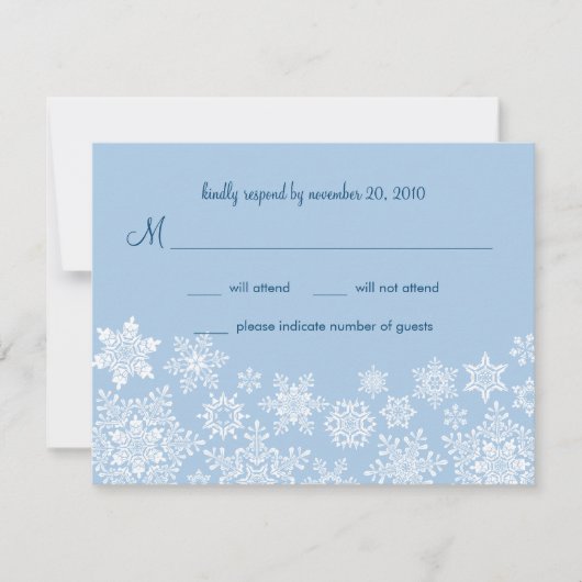 Winter Sneeuwvlokken Bruiloft RSVP Kaart (Voorkant)