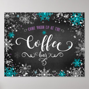 Winter Sneeuwvlokken Coffee Bar Feest Tafelbord Poster