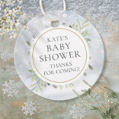 Winter Sneeuwvlokken Groene Baby Shower Bedankjes Labels