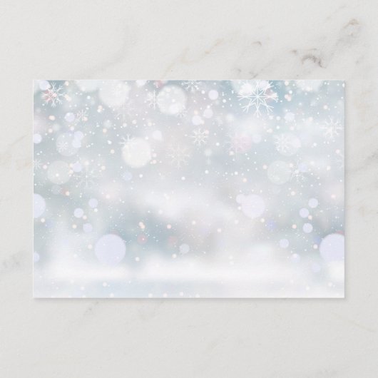 Winter Sneeuwvlokken Hart Script Bruiloft Details Informatiekaartje (Achterkant)