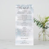 Winter Sneeuwvlokken Hart Script Bruiloft Diner Menu (Staand voorkant)