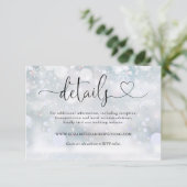 Winter Sneeuwvlokken Hart Script Trouwdetails Informatiekaartje (Staand voorkant)