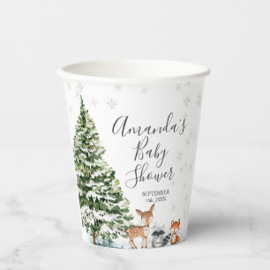 Winter Sneeuwvlokken Herten dier Bergbos Papieren Bekers
