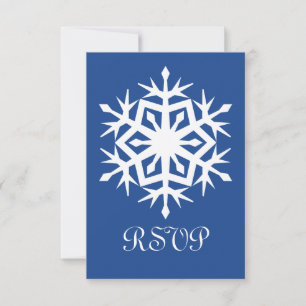 Winter Sneeuwvlokken in Blauwe RSVP Kaart