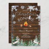 Winter Sneeuwvlokken Kerstmis Bonfire Uitnodiging (Voorkant / Achterkant)