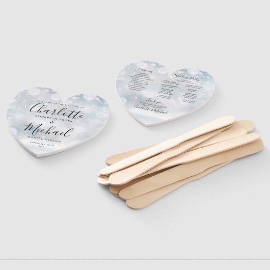 Winter Sneeuwvlokken Script Trouwprogramma Hart Handwaaier (Niet-gemonteerd)