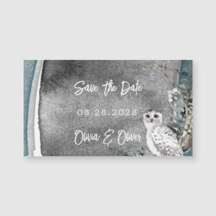 Winter Sneeuwwoudverf bruiloft bewaart de datum