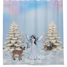 Winter Snow Angel Scene Shower Curtain Douchegordijn