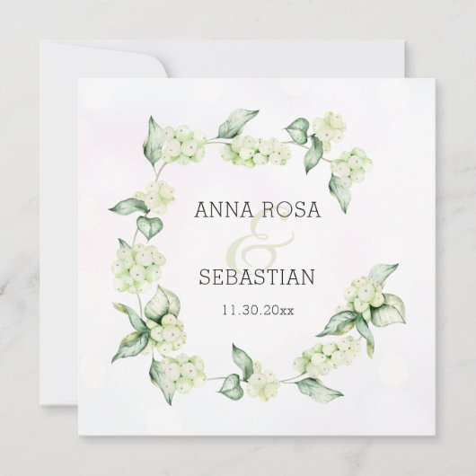 ** Winter Snow Berry AR12 Boho RSVP QR Huwelijk Kaart (Voorkant)