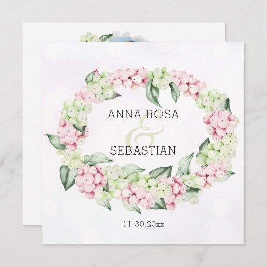 ** Winter Snow Berry Boho RSVP AR12 QR Huwelijk Kaart (Voorkant / Achterkant)