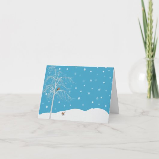 Winter Snow Bird Tree Blank Notecard Kaart (Voorkant)