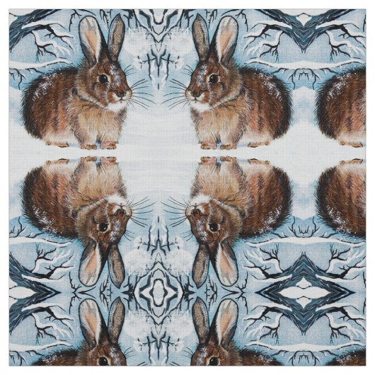 Winter Snow Bunny Fabric Stof (Swatch)
