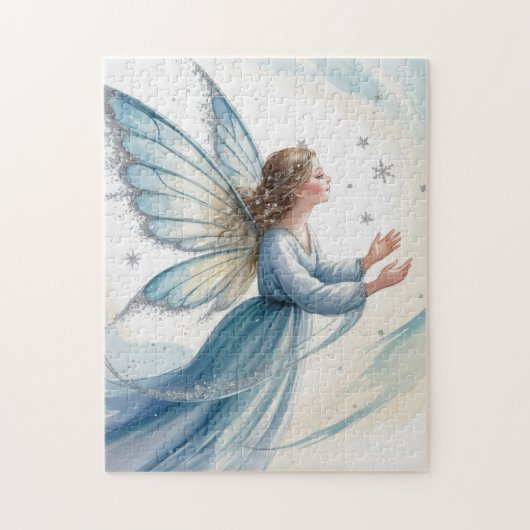 Winter Snow Fairy Watercolor Art Legpuzzel (Verticaal)