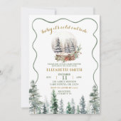 Winter Snow Forest Baby shower Kaart (Voorkant)