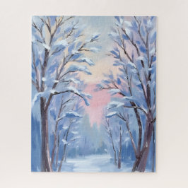 Winter Snow Forest Watercolor Woods Painting Legpuzzel