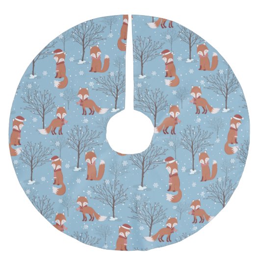 Winter Snow Fox Pattern Kerstboom Rok (Voorkant)