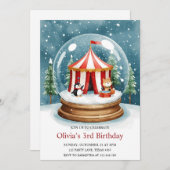 Winter Snow Globe Circus Birthday Kaart (Voorkant / Achterkant)