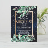 Winter Snow Gold Navy Leaf Corporate Christmas Kaart (Staand voorkant)