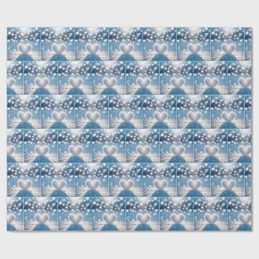 Winter Snow Hearts Cadeaupapier (Vlak)