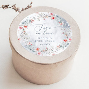 Winter Snow in Love Elegant Vrijgezellenfeest Ronde Sticker