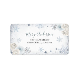 Winter Snow in Love Snowflake Shower Adres Etiket