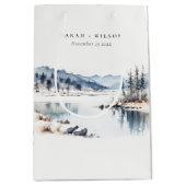 Winter Snow Mountain Lake Landschap Wedding Medium Cadeauzakje (Voorkant)