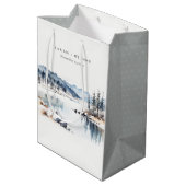 Winter Snow Mountain Lake Landschap Wedding Medium Cadeauzakje (Achterkant Gekanteld)