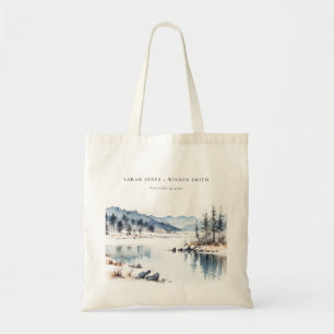 Winter Snow Mountain Lake Landschap Wedding Tote Bag