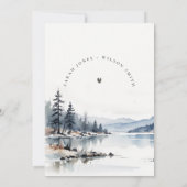 Winter Snow Mountain Lake Wedding Jubileum Kaart (Achterkant)