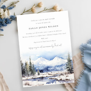 Winter Snow Mountain Ski Landscape Baby shower Kaart