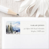 Winter Snow Mountain Ski Landschap Adres Etiket (Insitu)