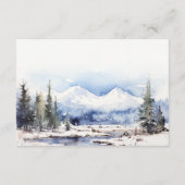 Winter Snow Mountain Ski Landschap Trouwdetail Informatiekaartje (Achterkant)