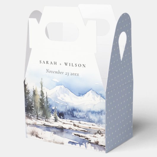 Winter Snow Mountain Ski Landschap Wedding Bedankdoosjes (Geopend)