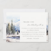 Winter Snow Mountain Ski Landschap Wedding Bedankkaart (Voorkant)